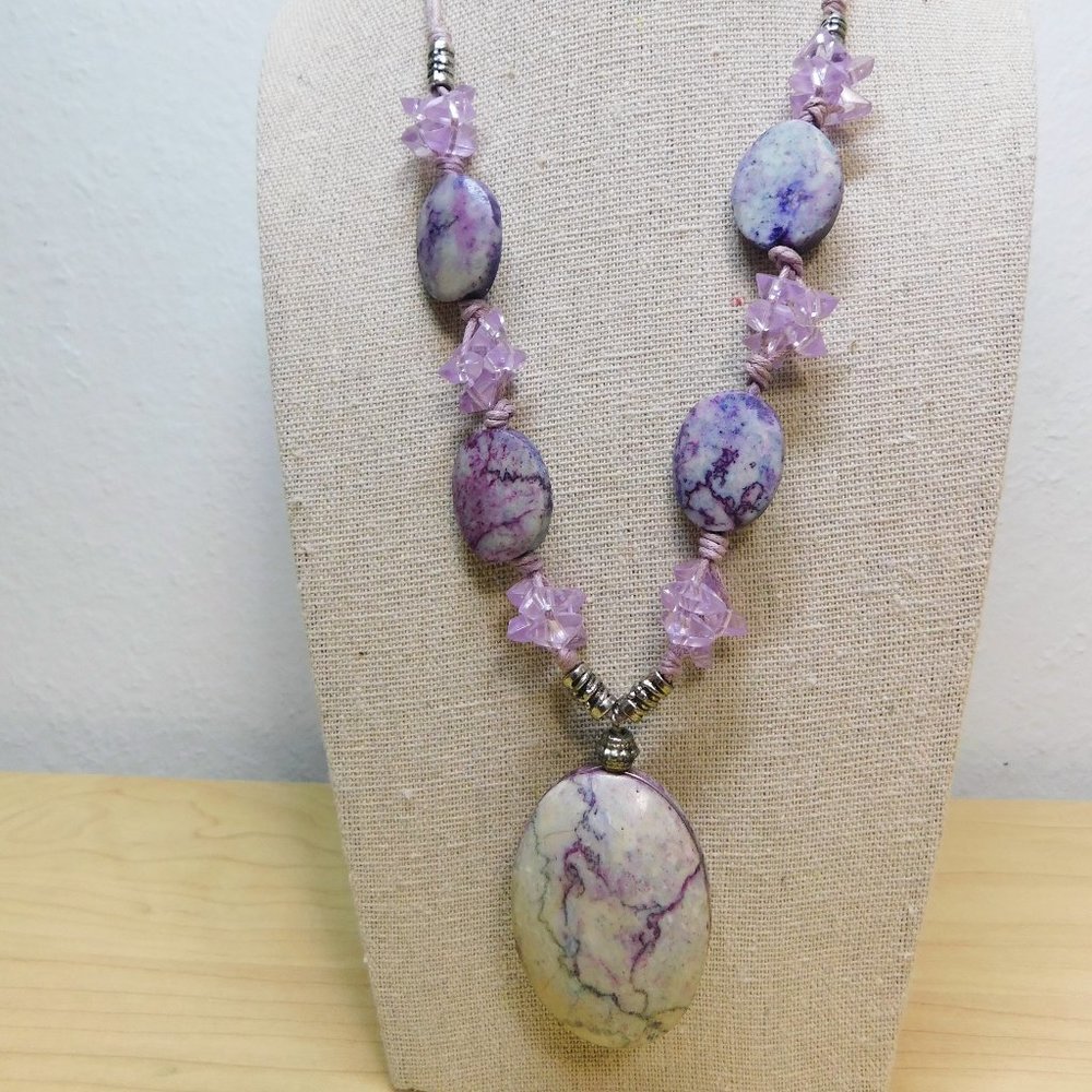 Handmade Lavender Stone Necklace